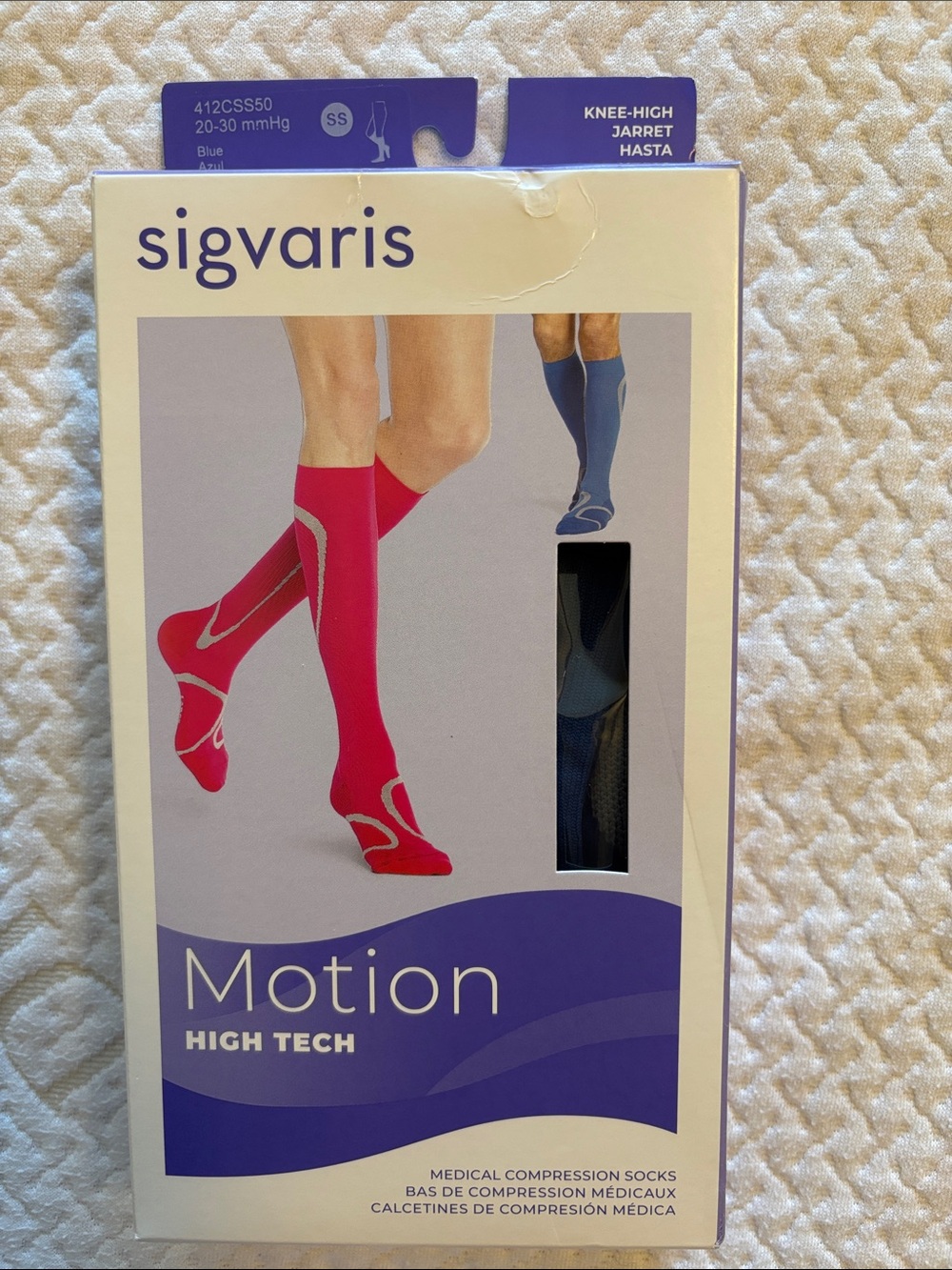 Motion High Tech Knee-High Compression Socks - Blue. NWT